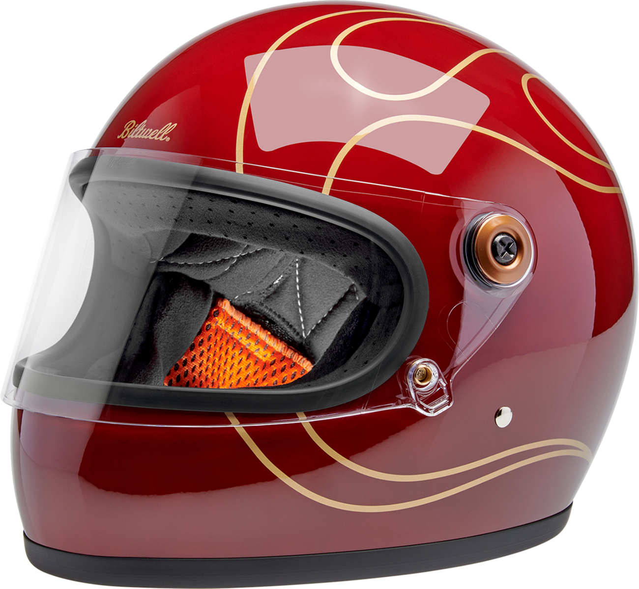 BILTWELL Gringo S Helmet - Flames - Gloss Garnet Red - 2XL 1003-594-506