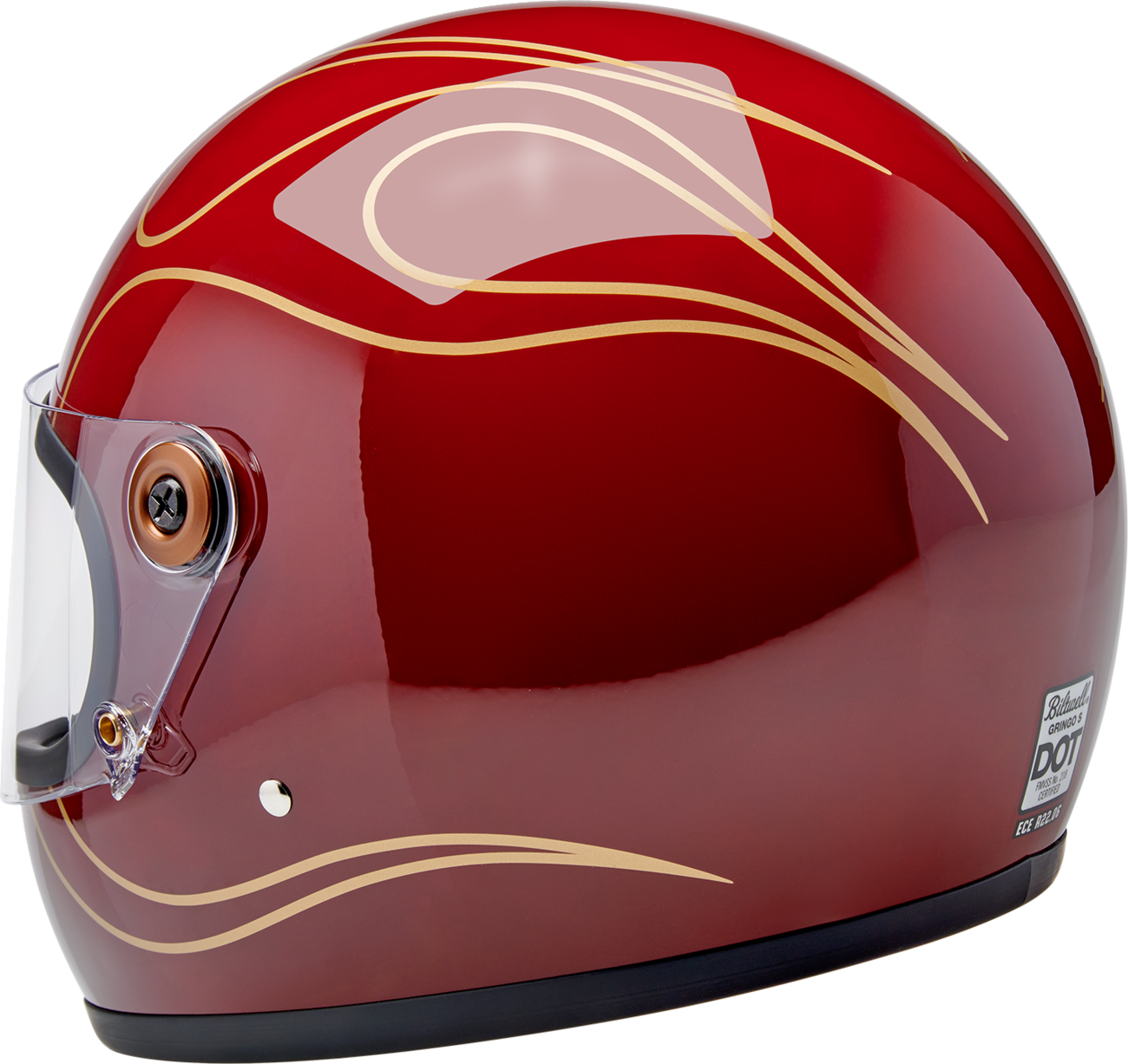 BILTWELL Gringo S Helmet - Flames - Gloss Garnet Red - XL 1003-594-505