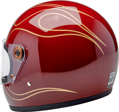 BILTWELL Gringo S Helmet - Flames - Gloss Garnet Red - XL 1003-594-505