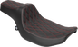 DRAG SPECIALTIES SEATS Extended Reach Predator III Seat - Vinyl - Red Double Diamond Stitch - FLT/FLH '23-'25 4706D
