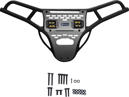 RAVEK Front Bumper/Skid Plate with Amber Lights - Black - Polaris - RZR 64-317BKLA