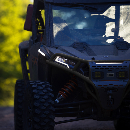 RAVEK Front Bumper/Skid Plate with Amber Lights - Black - Polaris - RZR 64-317BKLA