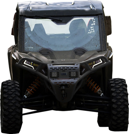 RAVEK Front Bumper/Skid Plate with White Lights - Black - Polaris - RZR 64-317BKL