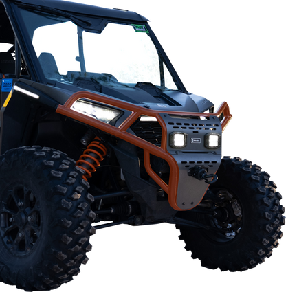 RAVEK Front Bumper/Skid Plate with White Lights - Orange - Polaris - RZR 64-317ORL