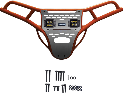 RAVEK Front Bumper/Skid Plate with Amber Lights - Orange - Polaris - RZR 64-317ORLA