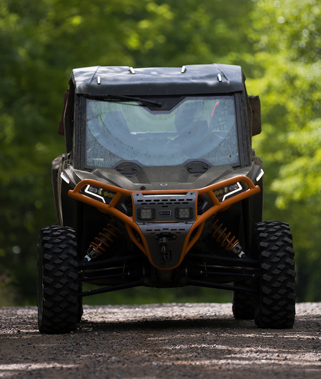 RAVEK Front Bumper/Skid Plate with White Lights - Orange - Polaris - RZR 64-317ORL