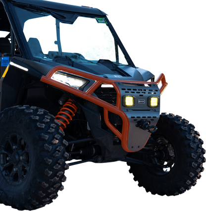 RAVEK Front Bumper/Skid Plate with Amber Lights - Orange - Polaris - RZR 64-317ORLA