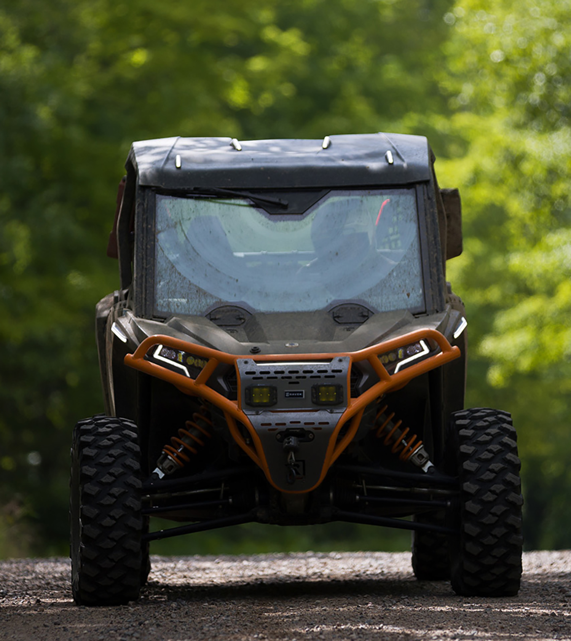 RAVEK Front Bumper/Skid Plate with Amber Lights - Orange - Polaris - RZR 64-317ORLA