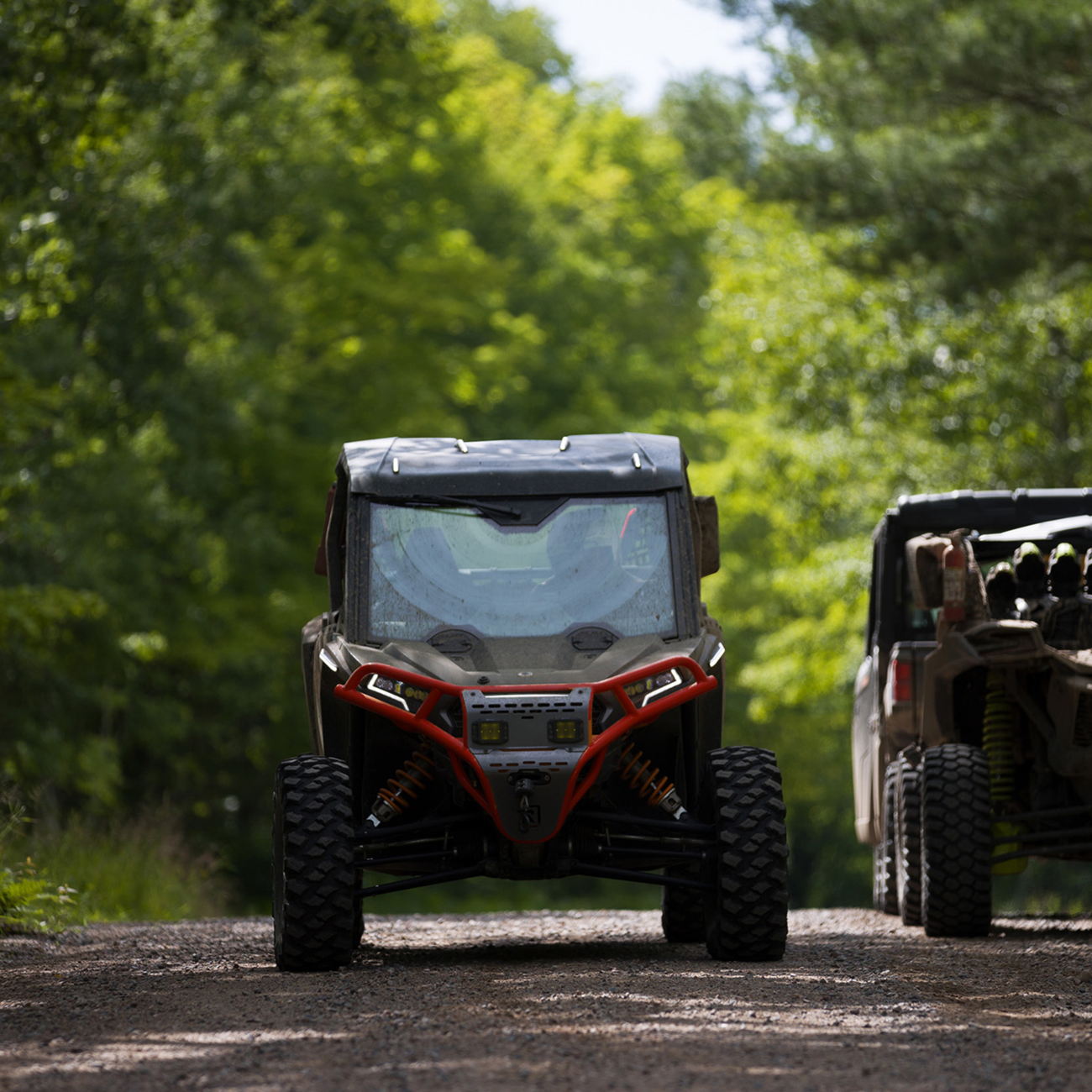 RAVEK Front Bumper/Skid Plate with Amber Lights - Red - Polaris - RZR 64-317RDLA