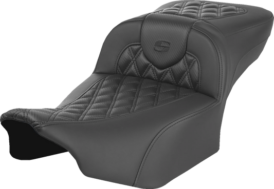 SADDLEMEN Heated RoadSofa™ Seat - Extended Reach - Lattice Stitch - w/o Backrest - FLT/FLH ’23-‘24 823-07-207A0