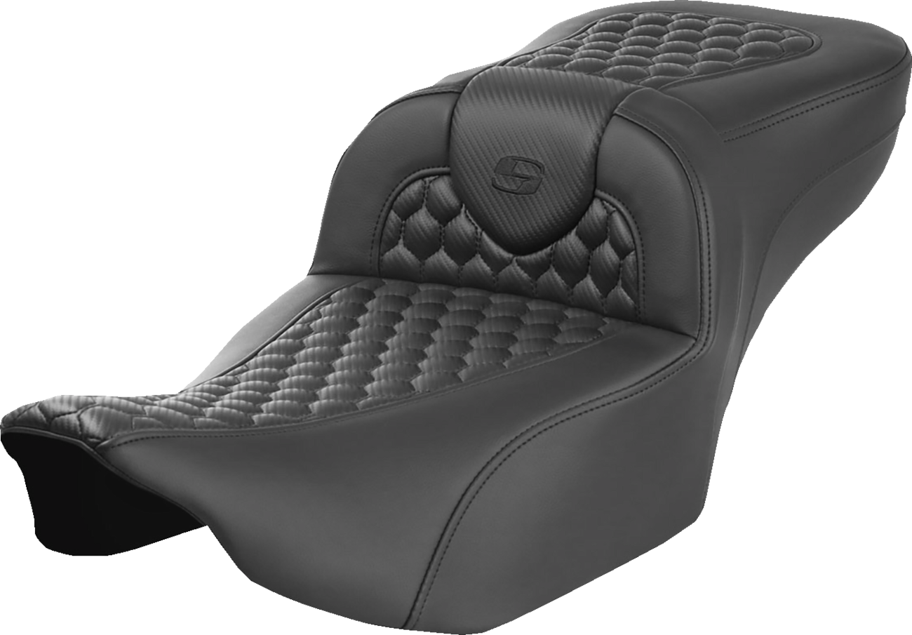 SADDLEMEN Heated RoadSofa™ Seat - Extended Reach - Honeycomb Stitch - w/o Backrest - FLT/FLH ’23-‘24 823-07-190A0