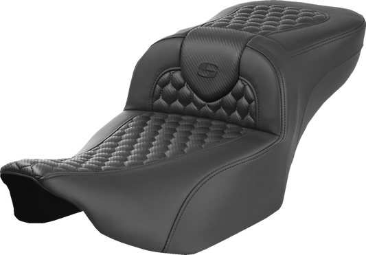 SADDLEMEN Heated RoadSofa™ Seat - Extended Reach - Honeycomb Stitch - w/o Backrest - FLT/FLH ’23-‘24 823-07-190A0