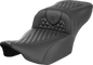 SADDLEMEN Heated RoadSofa™ Seat - Extended Reach - Honeycomb Stitch - w/o Backrest - FLT/FLH ’23-‘24 823-07-190A0