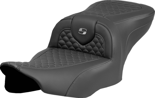 SADDLEMEN Roadsofa™ Seat - Dragon Scale Stitch - Dark Gray Stitch - w/o Backrest - FLTR/FLHX '23-'24 823-07-20802