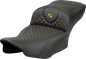SADDLEMEN Roadsofa™ Extended Reach Seat - Dragon Scale Stitch - Gold Stitch - w/o Backrest - FLTR/FLHX '23-'24 823-07-20907