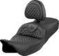 SADDLEMEN Roadsofa™ Seat - Dragon Scale Stitch - Black Stitch - w/ Backrest - FLH/FLT '08-'24 808-07B-208B0