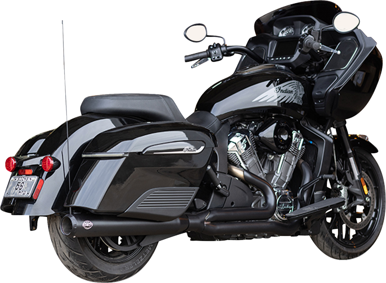 S&S CYCLE 2-into-1 Qualifier Exhaust System - Guardian Black - Race Only - Indian with PowerPlus 550-1131