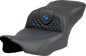 SADDLEMEN Roadsofa™ Seat - Dragon Scale Stitch - Blue Stitch - w/o Backrest - FLTR/FLHX '23-'24 823-07-20801