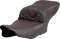 SADDLEMEN Roadsofa™ Seat - Dragon Scale Stitch - Red Stitch - w/o Backrest - FLTR/FLHX '23-'24 823-07-20804