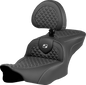 SADDLEMEN Roadsofa™ Seat - Dragon Scale Stitch - Silver Stitch - w/ Backrest - FLTR/FLHX '23-'24 823-07-208B5