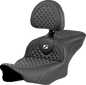 SADDLEMEN Roadsofa™ Seat - Dragon Scale Stitch - White Stitch - w/ Backrest - FLTR/FLHX '23-'24 823-07-208B6