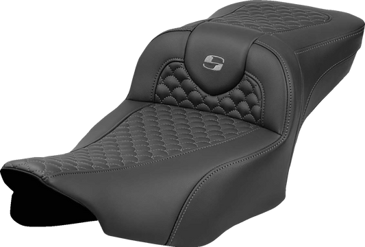 SADDLEMEN Roadsofa™ Extended Reach Seat - Dragon Scale Stitch - Dark Gray Stitch - w/o Backrest - FL '23-'24 823-07-20902