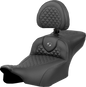 SADDLEMEN Roadsofa™ Extended Reach Seat - Dragon Scale Stitch - Dark Gray Stitch - w/ Backrest - FL '23-'24 823-07-209B2