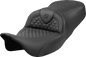 SADDLEMEN Roadsofa™ Seat - Dragon Scale Stitch - Black Stitch - w/o Backrest - FLH/FLT '08-'24 808-07B-20800