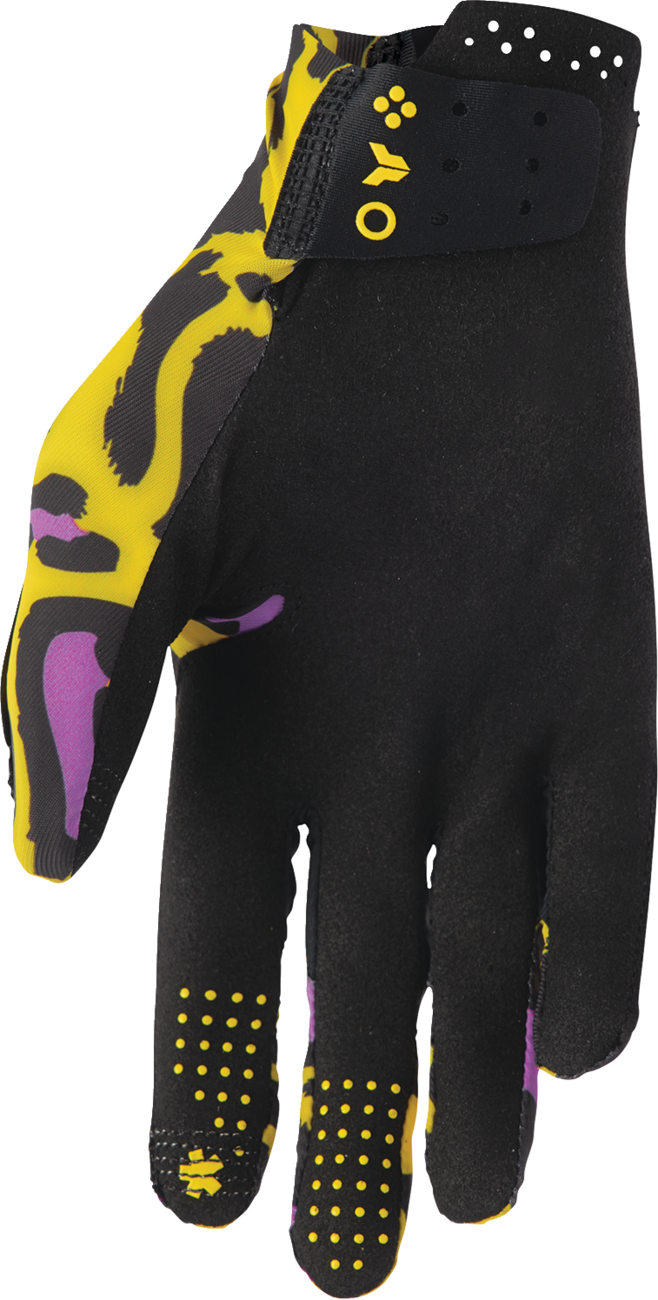 THOR Sportmode Cheetah Gloves - Yellow/Purple - 2XL 3330-8578