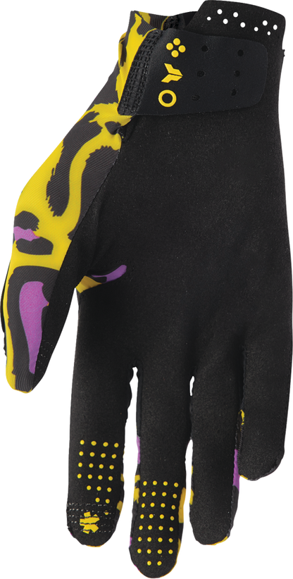 THOR Sportmode Cheetah Gloves - Yellow/Purple - 2XL 3330-8578