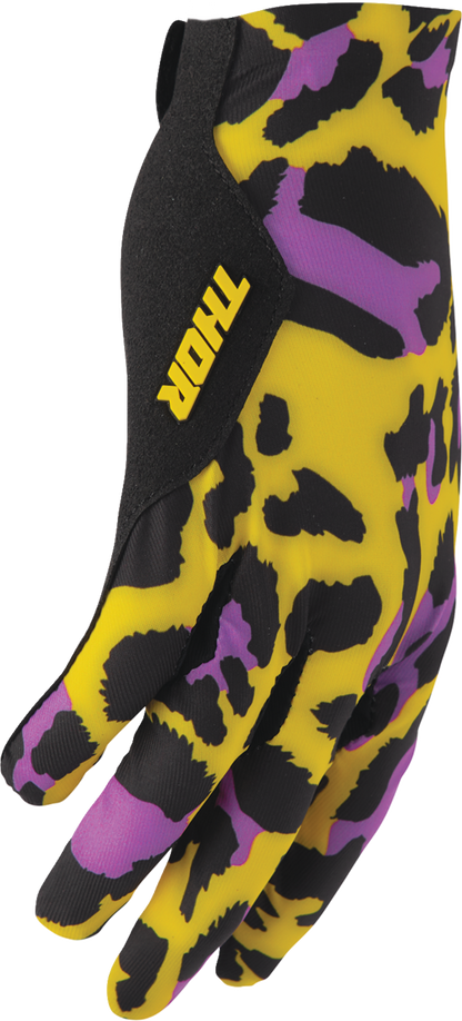 THOR Sportmode Cheetah Gloves - Yellow/Purple - 2XL 3330-8578