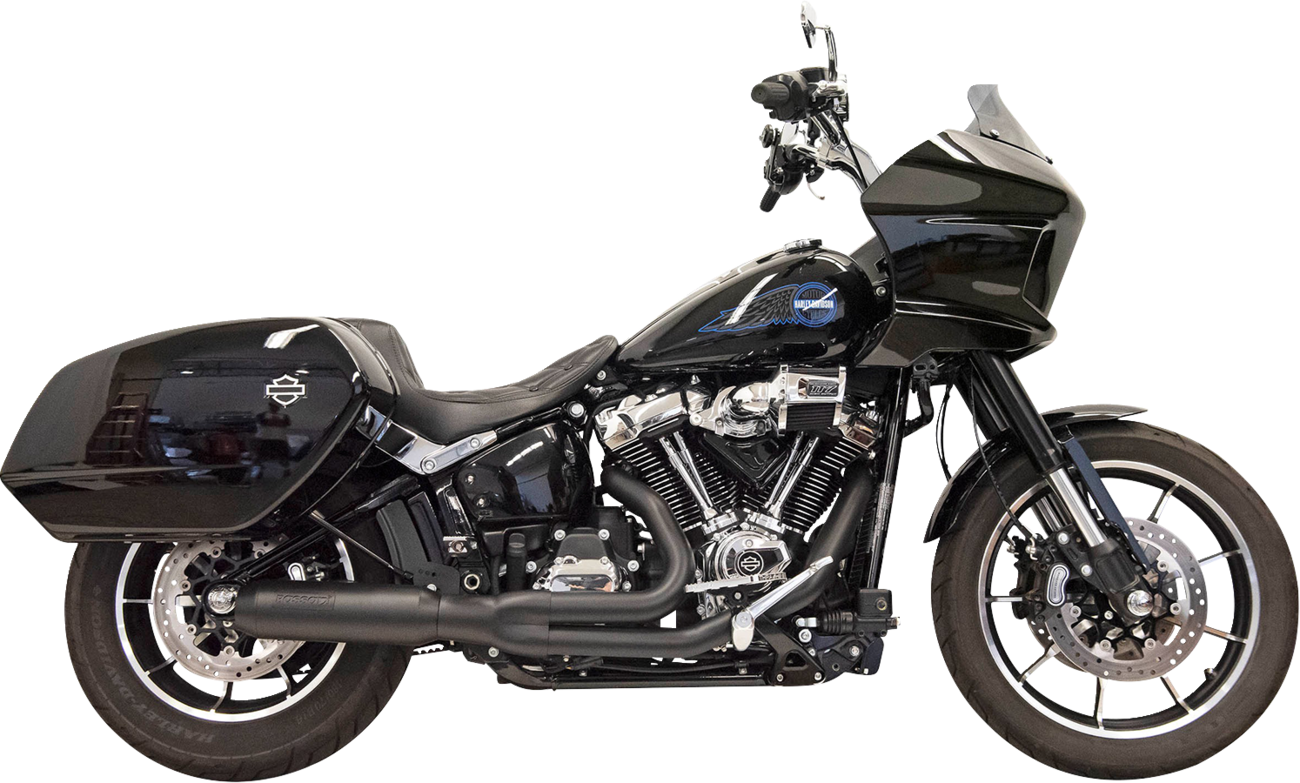 BASSANI XHAUST 2-into-1 Road Rage Exhaust System with Superbike Muffler - 4" - Black - Softail M8 1S78B