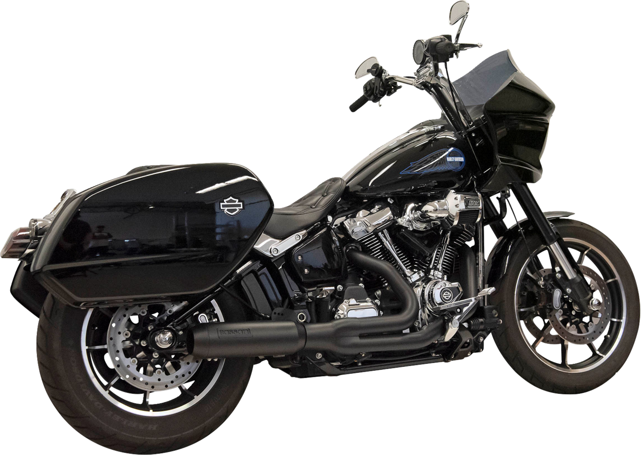 BASSANI XHAUST 2-into-1 Road Rage Exhaust System with Superbike Muffler - 4" - Black - Softail M8 1S78B