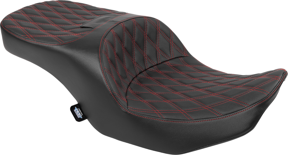 DRAG SPECIALTIES SEATS Freedom Seat - Black - Vinyl - Red Double Diamond Stitch - FLT/FLH '23-'25 4711D