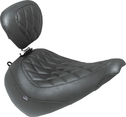 MUSTANG Wide Tripper™ Solo Seat - w/ Backrest - Diamond - Black Stitch - FXBR '23-'25 89027