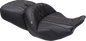 MUSTANG Deluxe One-Piece, 2-Up Seat - Diamond - Mandarin Orange Stitch - FLT/FLH '23-'25 89411MO