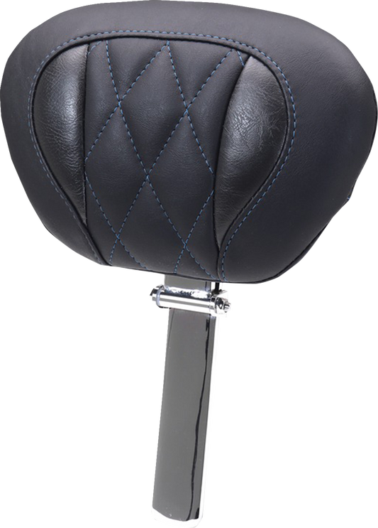 MUSTANG Deluxe Driver Backrest - Diamond - Sky Blue Stitching - FLT/FLH '23-'25 89460SB