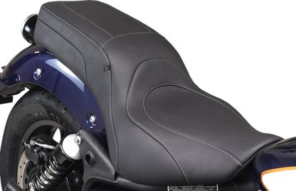 MUSTANG Squareback 2-Up Seat - Black w/ Steel Stitch - Royal Enfield '24-'25 88600ST