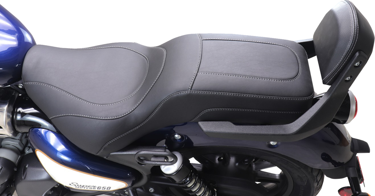 MUSTANG Squareback 2-Up Seat - Black w/ Steel Stitch - Royal Enfield '24-'25 88600ST