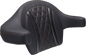 MUSTANG Deluxe Extended Arm Wrap-around Backrest - Diamond - Mandarin Orange Stitch - FLT/FLH '23-'25 88430MO