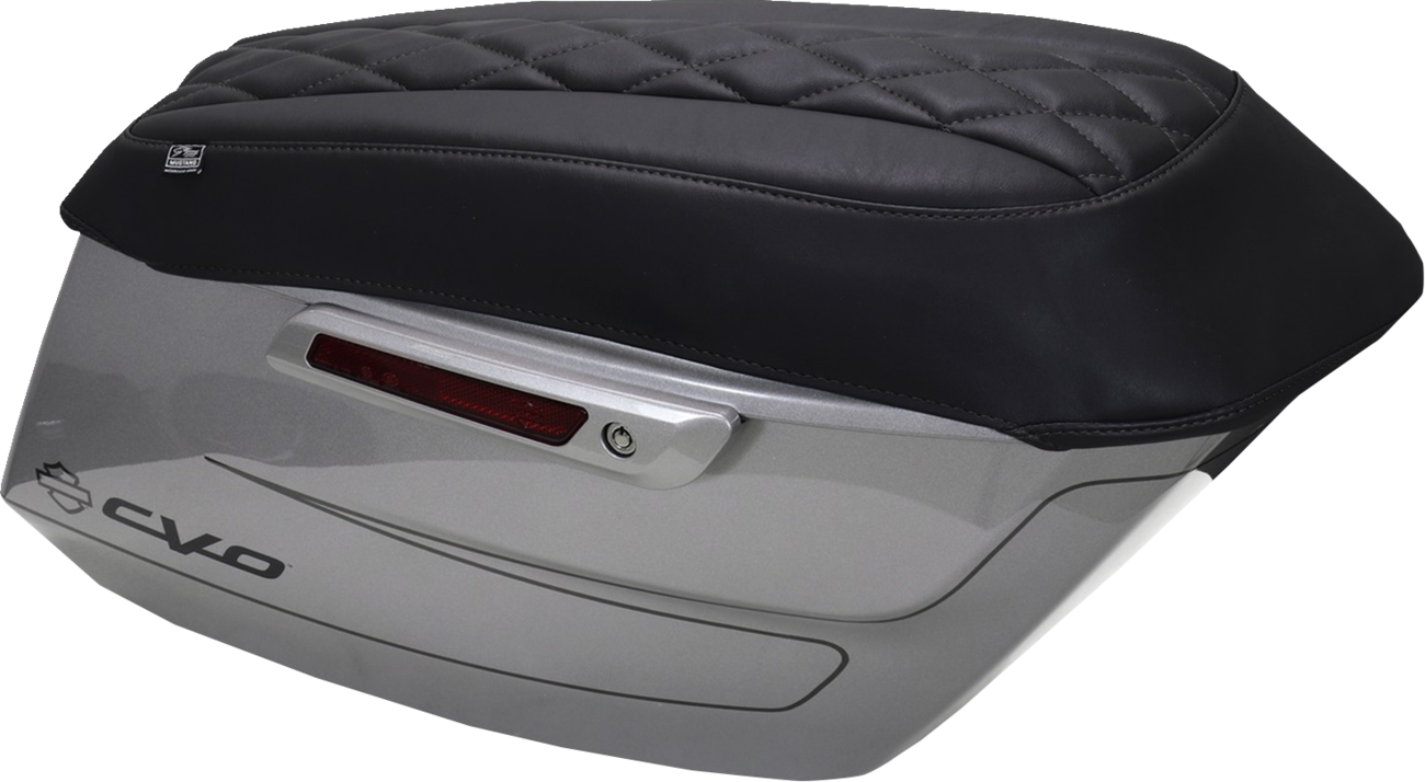 MUSTANG Deluxe Diamond Saddlebag Lid Cover - Black w/ Black Stitch - FLH/FLT '23-'25 88470