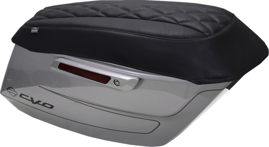 MUSTANG Deluxe Diamond Saddlebag Lid Cover - Black w/ Black Stitch - FLH/FLT '23-'25 88470