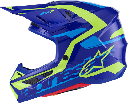 ALPINESTARS SM7 Helmet - Deed - Gloss Blue/Yellow Fluo - Small 8302426-7253-S