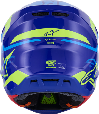 ALPINESTARS SM7 Helmet - Deed - Gloss Blue/Yellow Fluo - Medium 8302426-7253-M