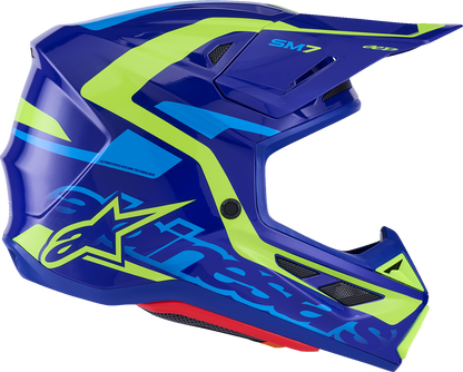 ALPINESTARS SM7 Helmet - Deed - Gloss Blue/Yellow Fluo - XL 8302426-7253-XL