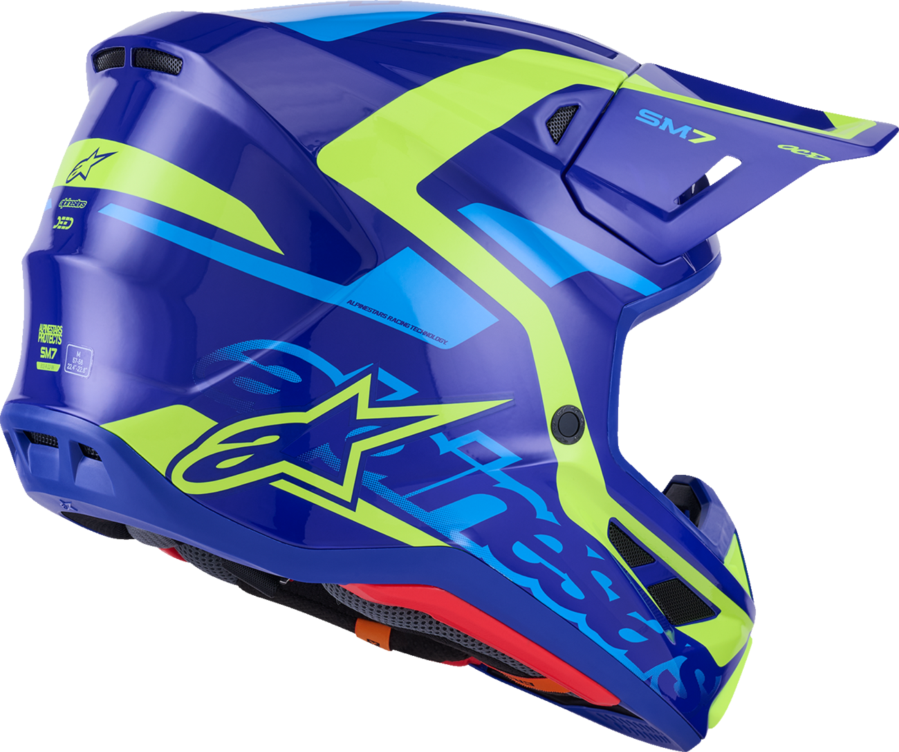 ALPINESTARS SM7 Helmet - Deed - Gloss Blue/Yellow Fluo - XL 8302426-7253-XL