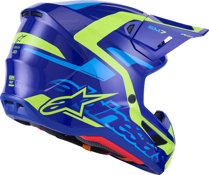 ALPINESTARS SM7 Helmet - Deed - Gloss Blue/Yellow Fluo - XL 8302426-7253-XL