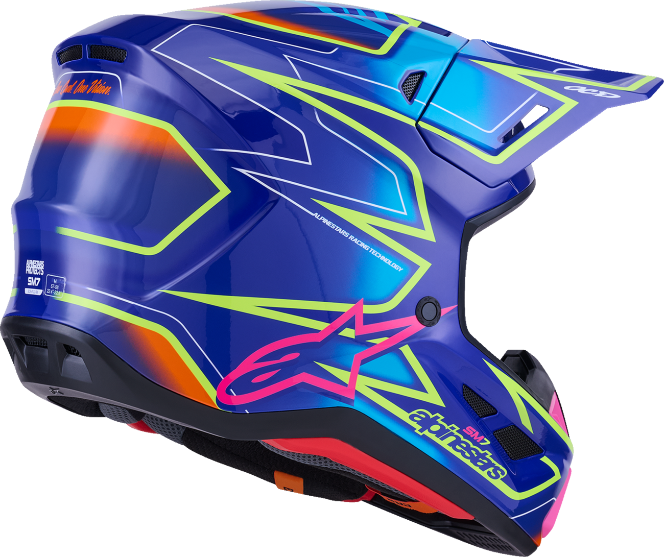 ALPINESTARS SM7 Helmet - Cast - Gloss/Blue/Pink/Yellow Fluo - 2XL 8302626-7254-XXL