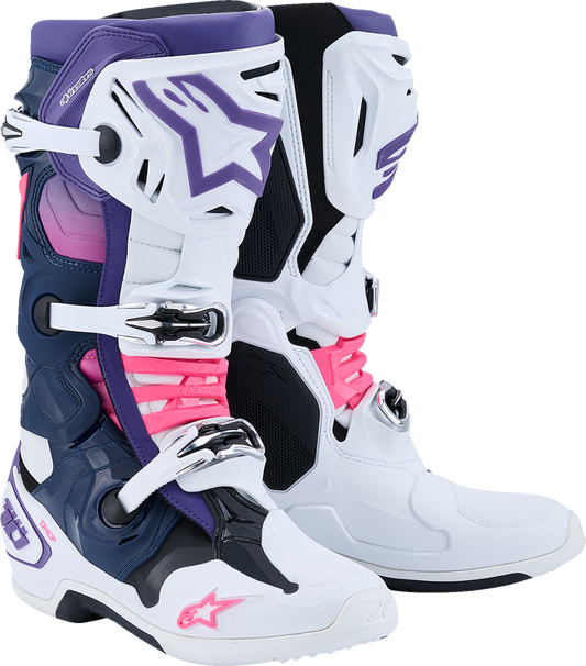 ALPINESTARS Tech 10 Boots - White/Violet/Navy/Pink Fluorescent - US 12 / EU 47 2010020-2780-12