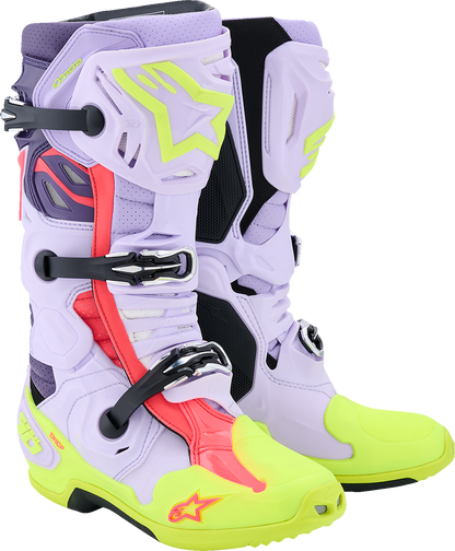 ALPINESTARS Tech 10 Supervented Boots - Purple/Fluorescent Yellow/Diva Pink - US 12 / EU 47 2010520-3150-12